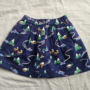 Mini Boden Navy Skirt with Winter Scene